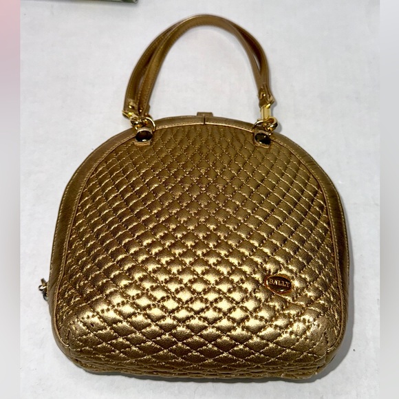 BALLY Quilted Gold Mini Handbag - Picture 6 of 14